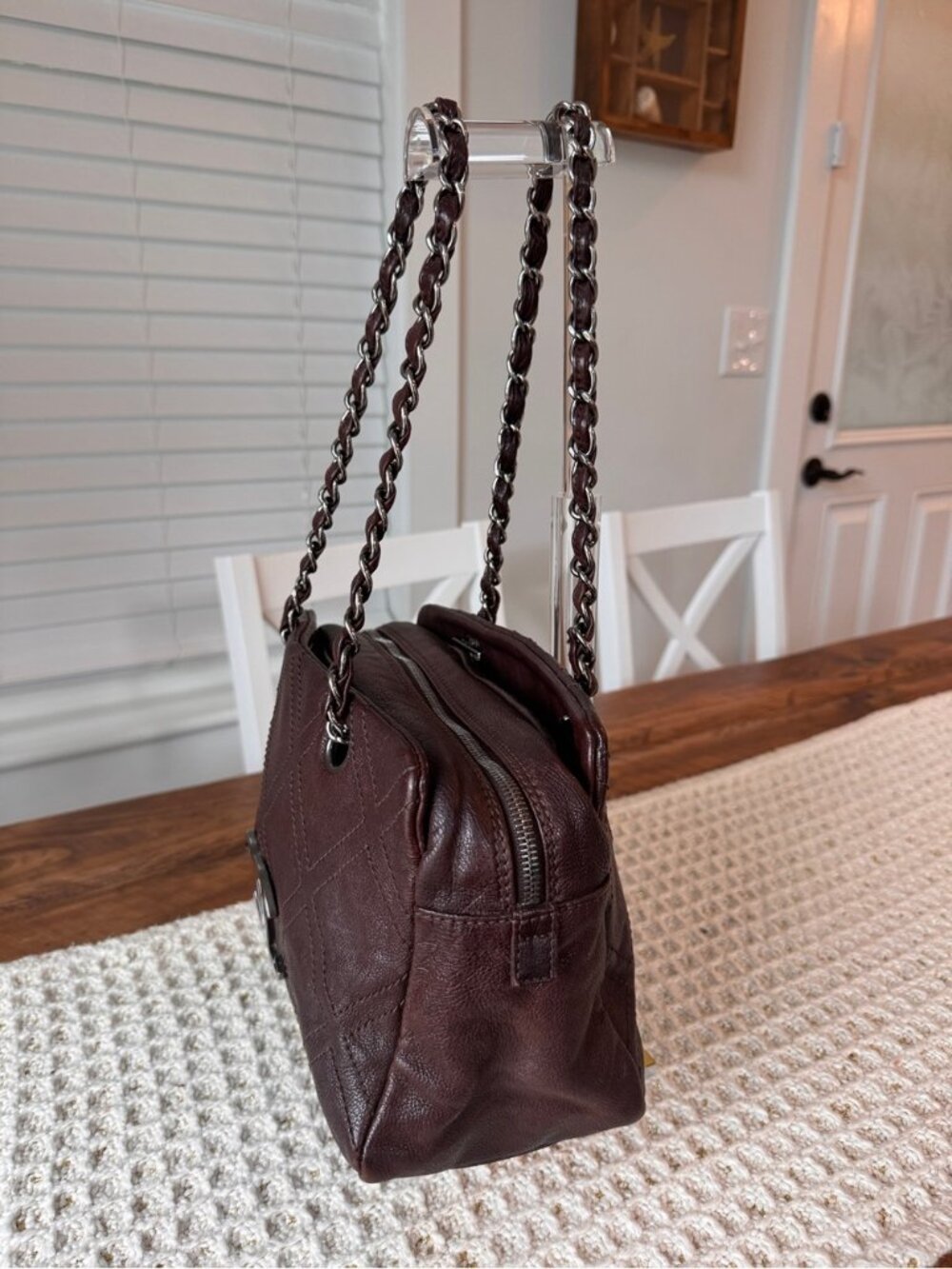CHANEL Vintage Brown Caviar Leather Shoulder Bag COA INCLUDED Good - Picture 3 of 12